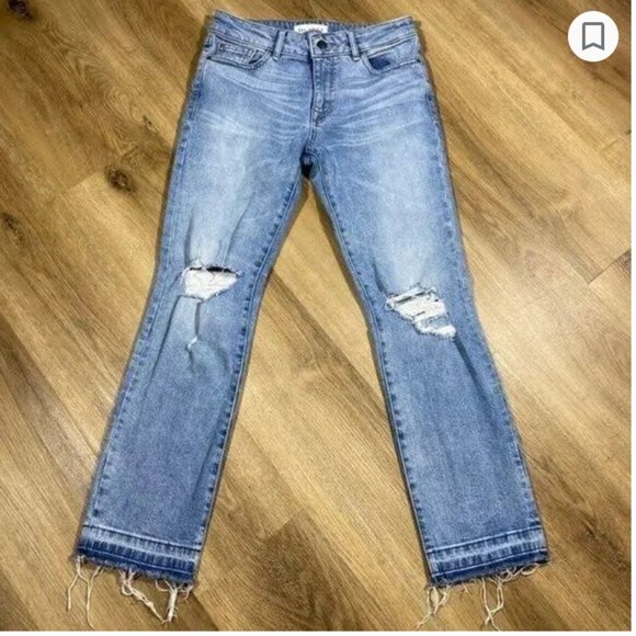 DL1961 Mara Instasculpt Straight Ankle Cropped Frayed Edge/Raw Edge Jeans - Picture 1 of 6